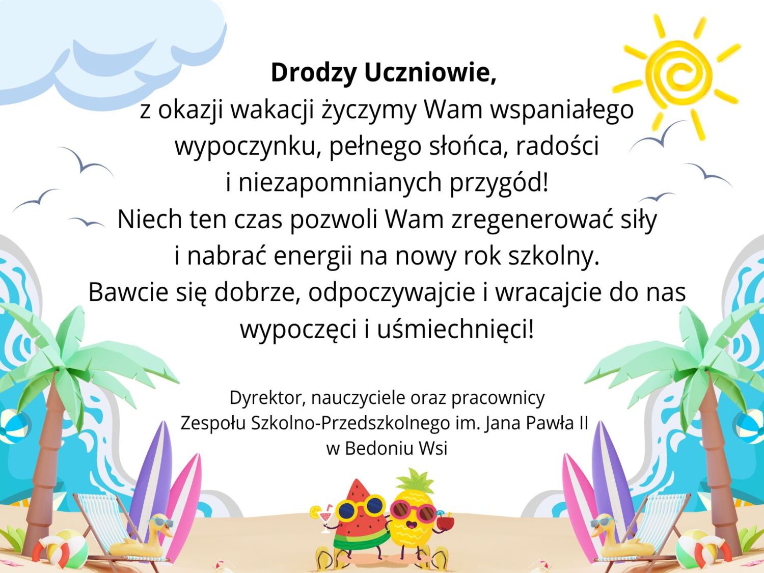 życzenia na wakacje